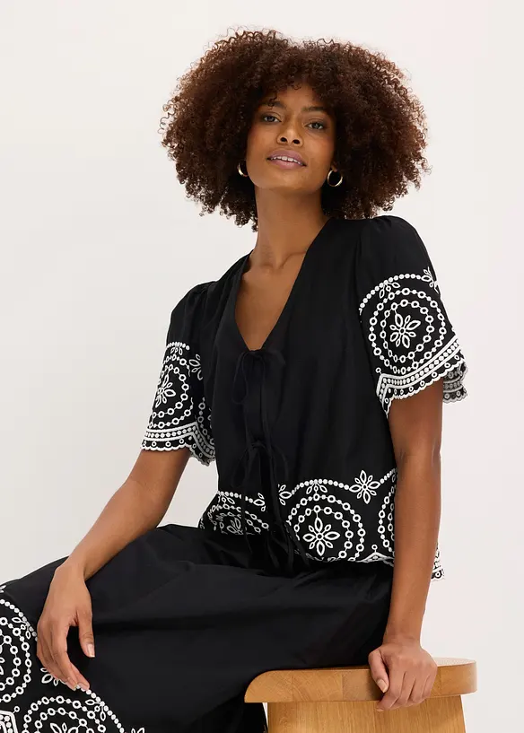 Blouse en broderie anglaise 100% coton, bonprix