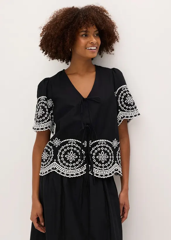 Blouse en broderie anglaise 100% coton, bonprix