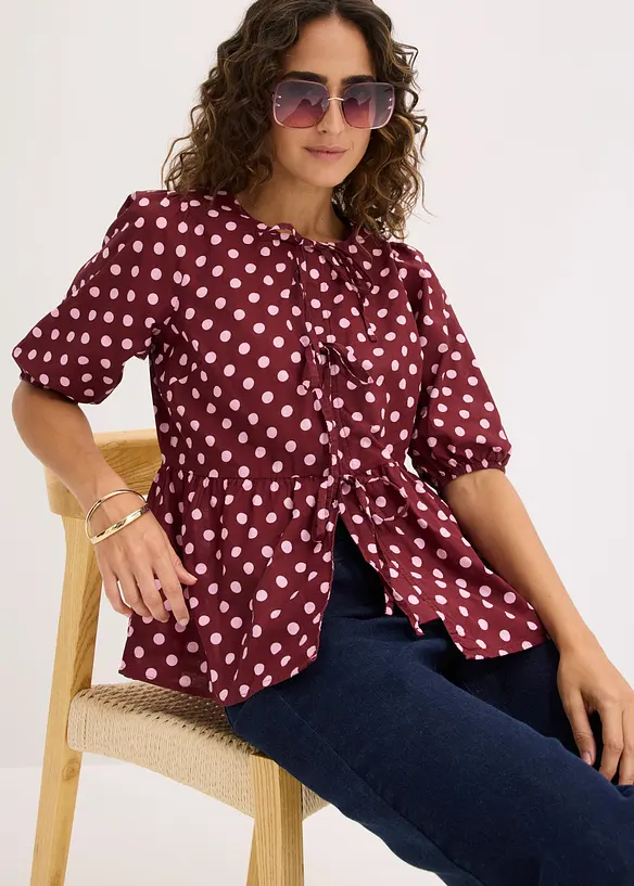 Blouse avec n&oelig;uds 100% coton, bonprix