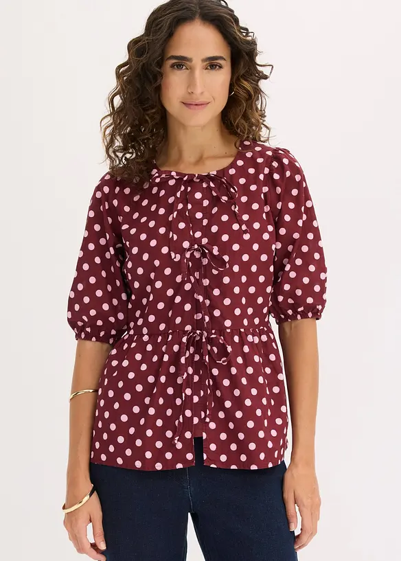 Blouse avec n&oelig;uds 100% coton, bonprix