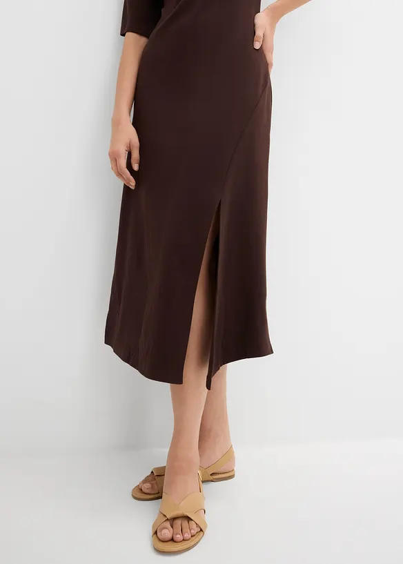 Jerseykleid mit Schlitz aus reiner Bio-Baumwolle, bonprix