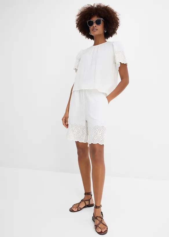 Kurzarmbluse aus luftigem Musselin, bonprix