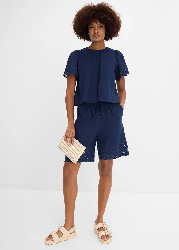 Blouse manches courtes l&eacute;g&egrave;re en gaze de coton, bonprix