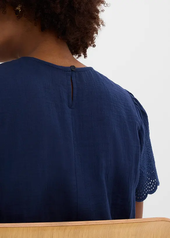 Blouse manches courtes l&eacute;g&egrave;re en gaze de coton, bonprix