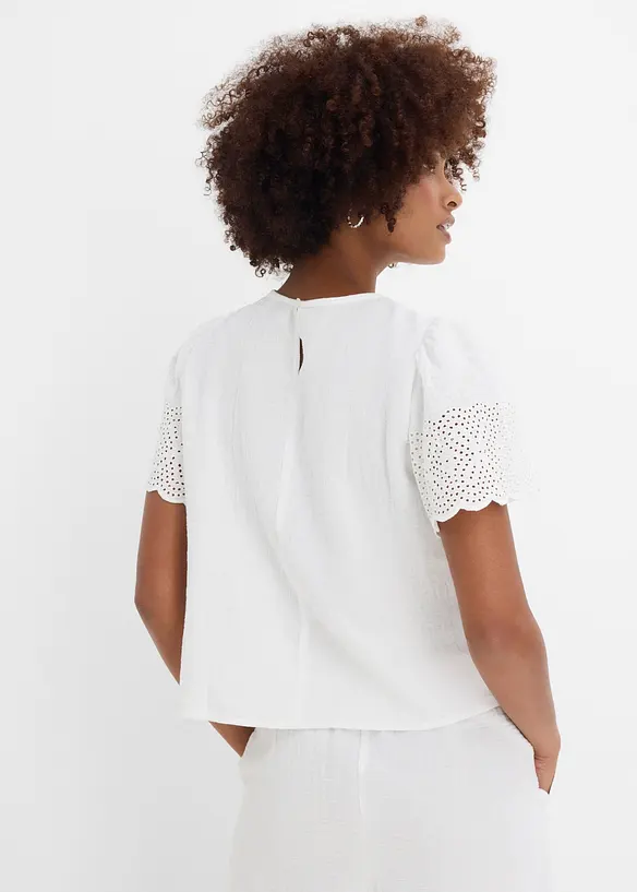 Kurzarmbluse aus luftigem Musselin, bonprix