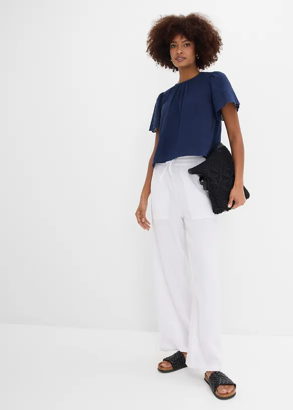 Pantalon l&eacute;ger en gaze de coton, bonprix