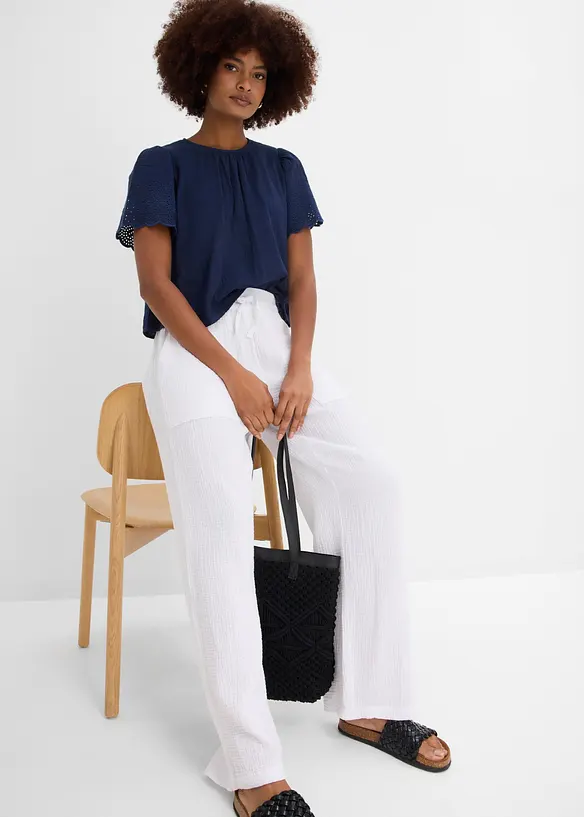 Pantalon l&eacute;ger en gaze de coton, bonprix