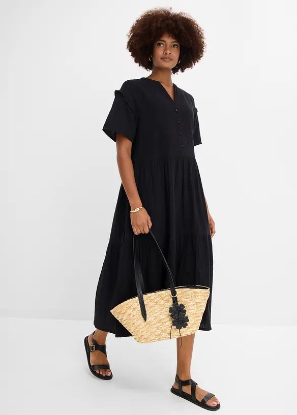 Midikleid aus weichem Musselin, bonprix