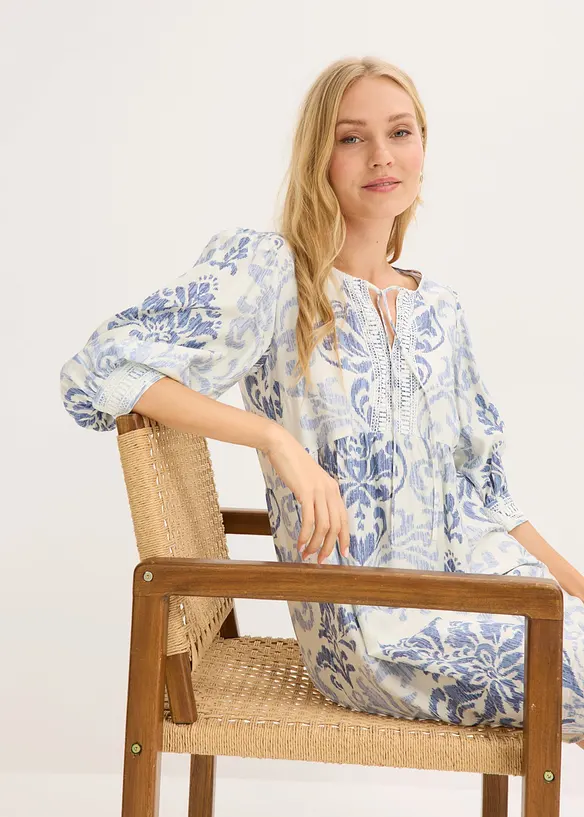 Robe courte en viscose m&eacute;lang&eacute;e, bonprix