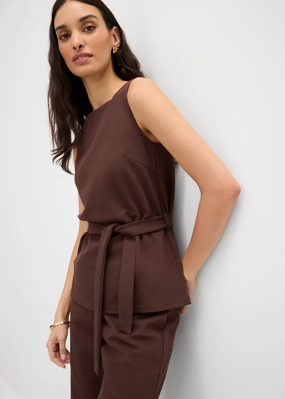 Top en piqu&eacute; avec ceinture &agrave; nouer, bonprix