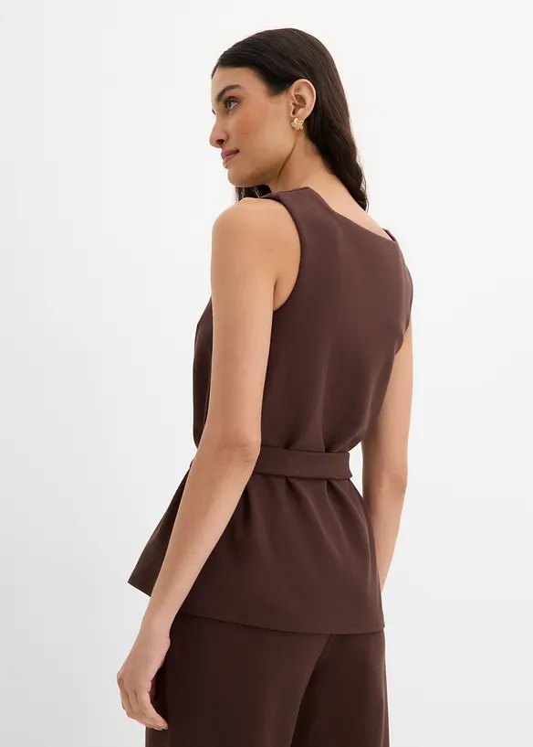 Top en piqu&eacute; avec ceinture &agrave; nouer, bonprix