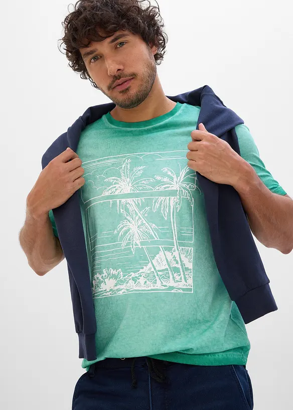 T-shirt aspect d&eacute;lav&eacute; en coton, bonprix