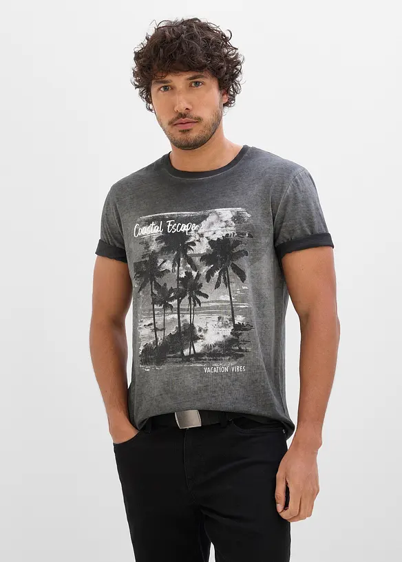T-shirt aspect d&eacute;lav&eacute;, 100% coton, bonprix