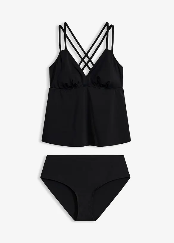 Tankini &agrave; bretelles crois&eacute;es (ens. 2&nbsp;pces), s&eacute;chage rapide, bonprix