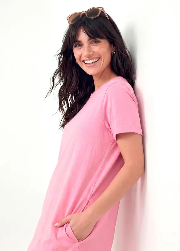 Leichtes Flammgarn Shirtkleid aus Bio Baumwolle (2er Pack), bonprix