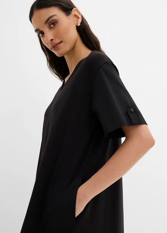 Hemdblusenkleid aus elastischem Baumwoll-Mix, bonprix