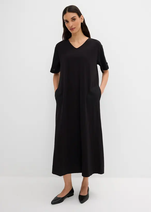 Hemdblusenkleid aus elastischem Baumwoll-Mix, bonprix