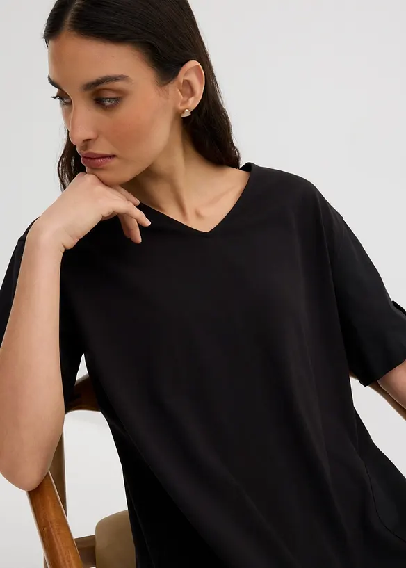 Hemdblusenkleid aus elastischem Baumwoll-Mix, bonprix