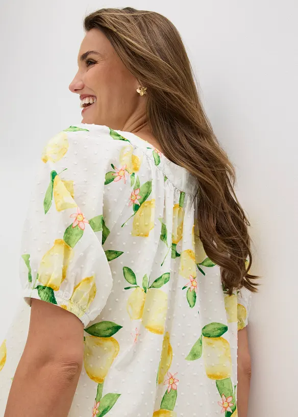 Blouse 100% coton &agrave; manches ballon, bonprix