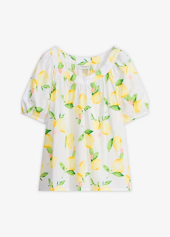 Blouse 100% coton &agrave; manches ballon, bonprix