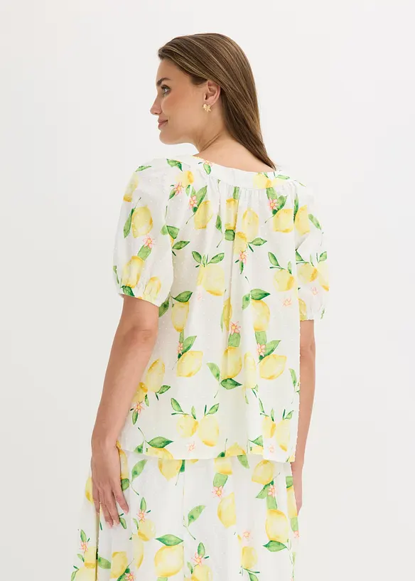 Blouse 100% coton &agrave; manches ballon, bonprix