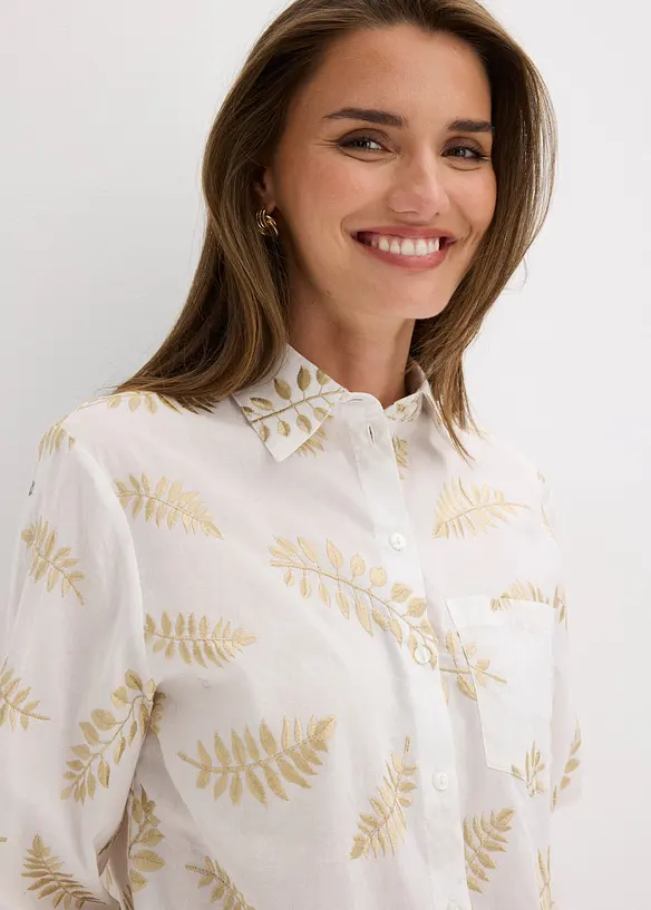 Chemisier 100% coton brod&eacute;, bonprix