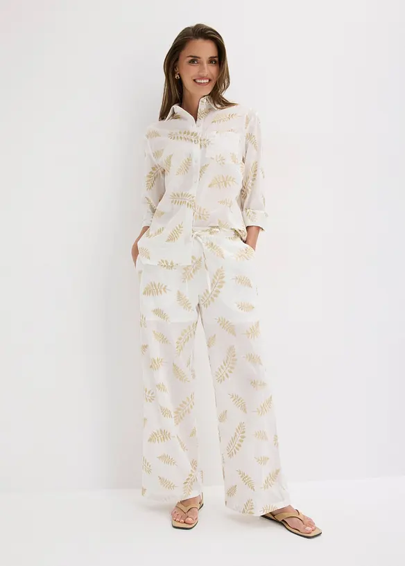 Palazzo-Hose aus reiner Baumwolle mit Stickerei, bonprix