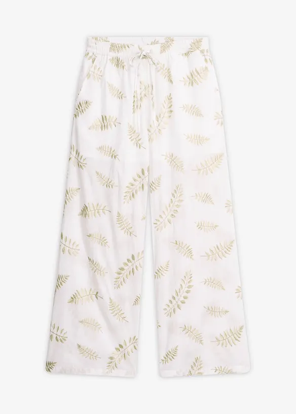 Palazzo-Hose aus reiner Baumwolle mit Stickerei, bonprix