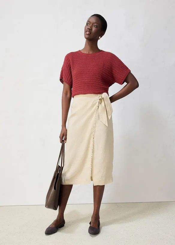 Jupe midi 100&nbsp;% lin, bonprix