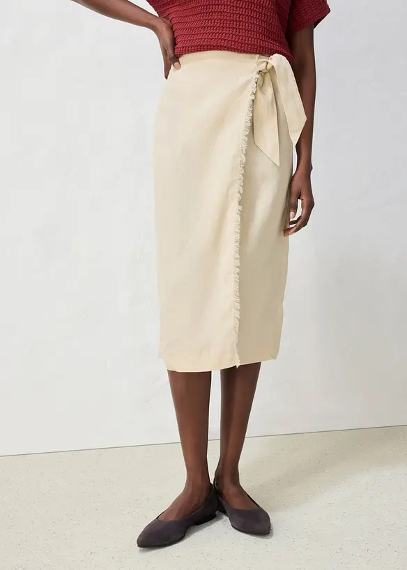 Jupe midi 100&nbsp;% lin, bonprix