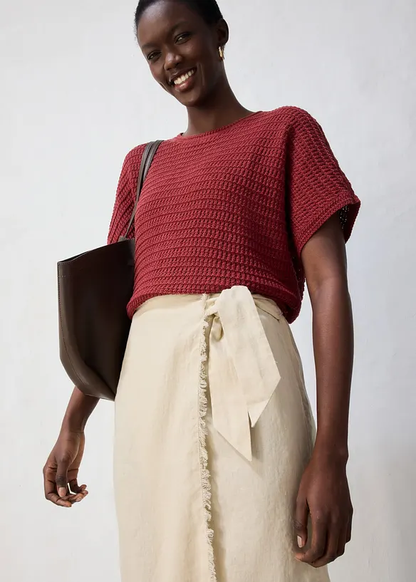 Jupe midi 100&nbsp;% lin, bonprix