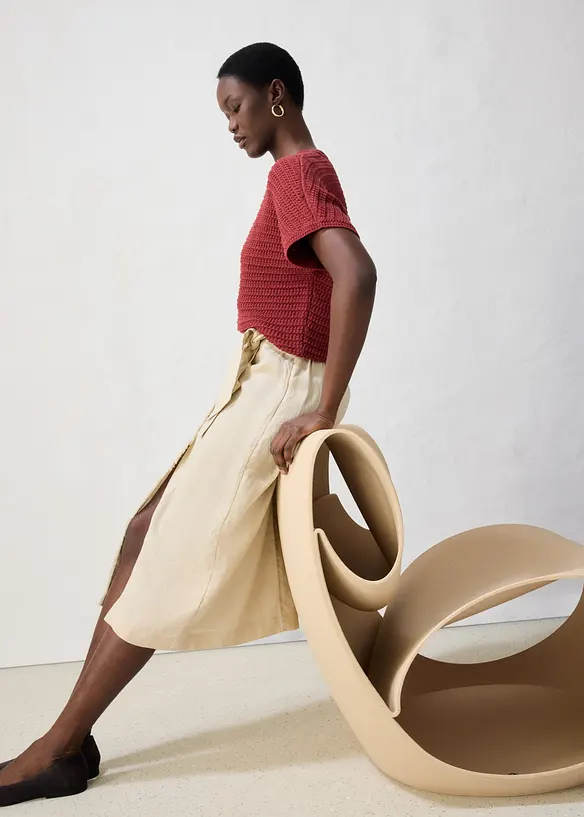 Jupe midi 100&nbsp;% lin, bonprix