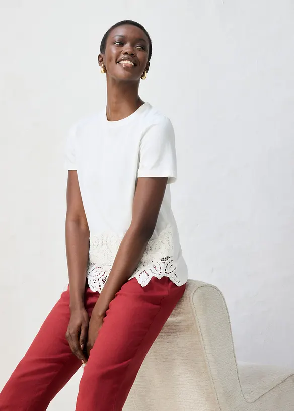 T-shirt avec soie et dentelle au crochet, bonprix