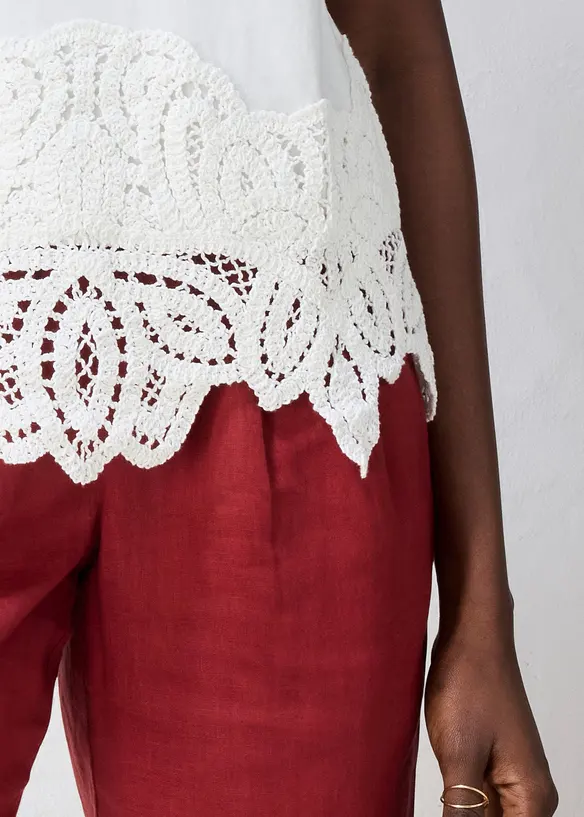T-shirt avec soie et dentelle au crochet, bonprix