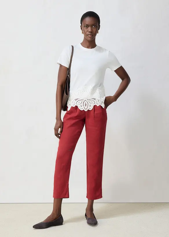 T-shirt avec soie et dentelle au crochet, bonprix