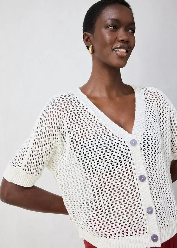 Gilet en maille ajour&eacute;e, bonprix