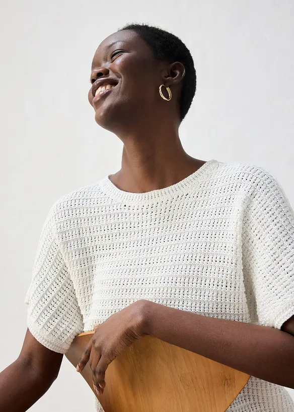 Ajour-Pullover aus Viskose-Mix, bonprix