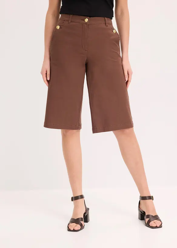 Wide Leg Bermuda aus elastischer Twillware, bonprix