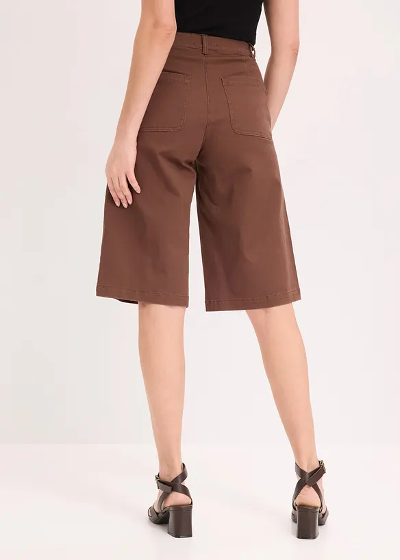Wide Leg Bermuda aus elastischer Twillware, bonprix
