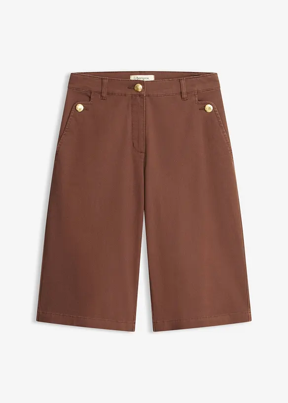 Wide Leg Bermuda aus elastischer Twillware, bonprix