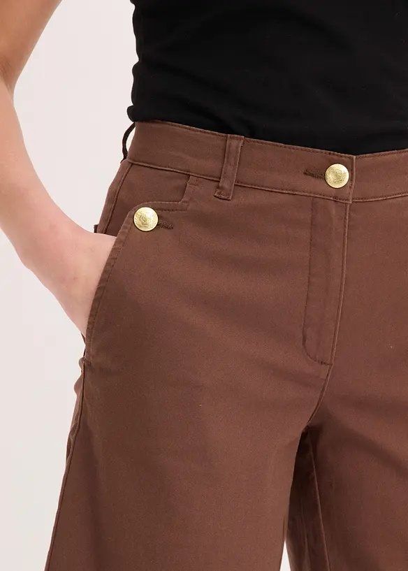 Wide Leg Bermuda aus elastischer Twillware, bonprix