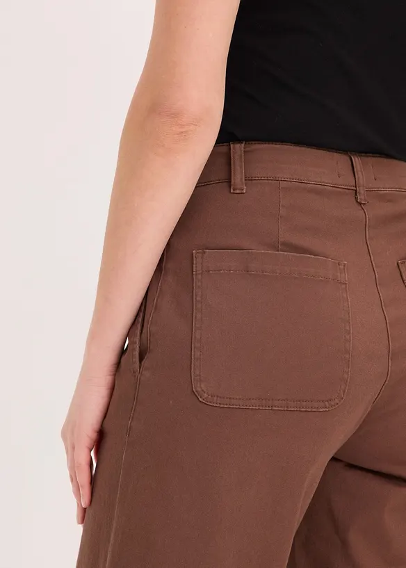 Wide Leg Bermuda aus elastischer Twillware, bonprix