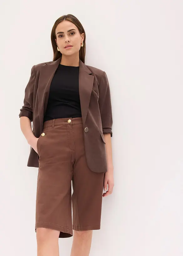 Wide Leg Bermuda aus elastischer Twillware, bonprix