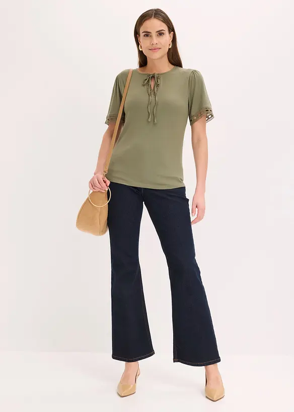 Shirt-Tunika mit Spitzenband, bonprix