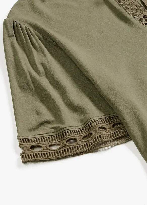 Shirt-Tunika mit Spitzenband, bonprix