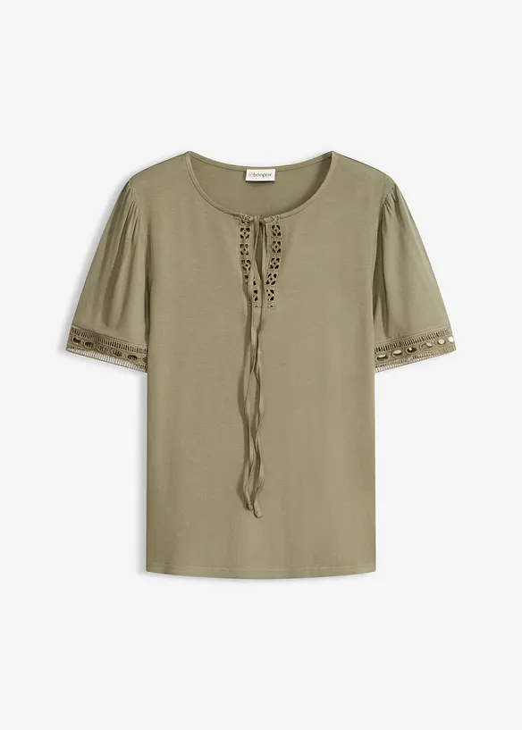 Shirt-Tunika mit Spitzenband, bonprix