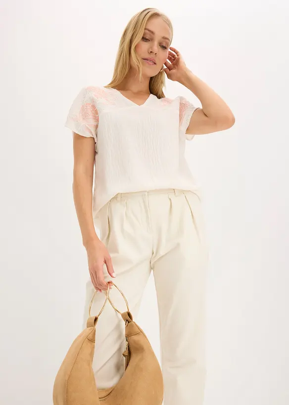 Blouse &agrave; broderies florales, bonprix
