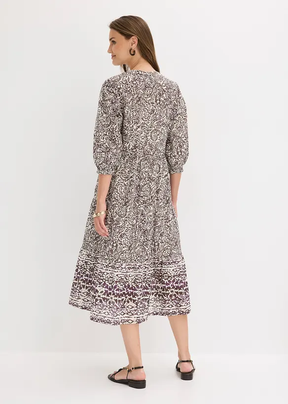 Robe midi en l&eacute;ger voile de coton, bonprix