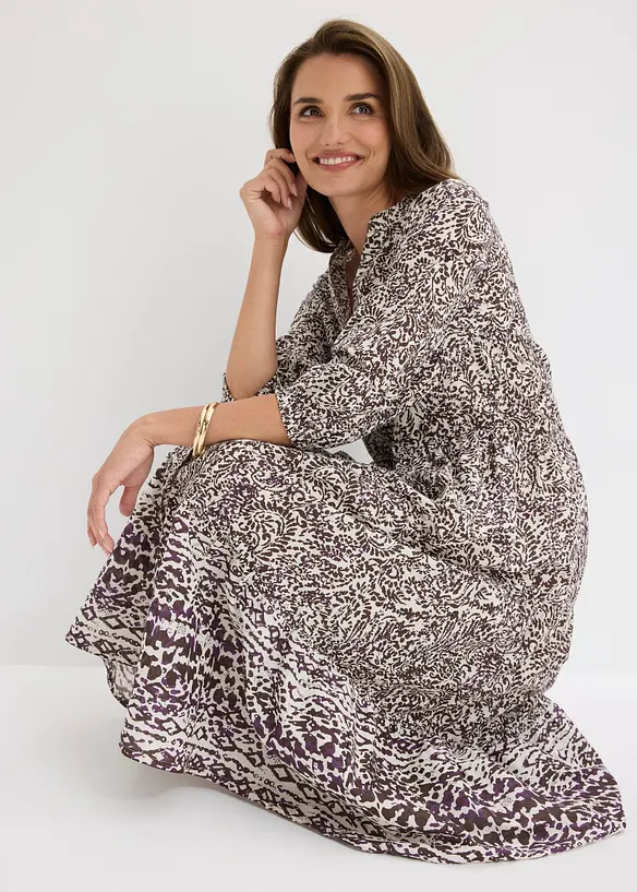 Robe midi en l&eacute;ger voile de coton, bonprix
