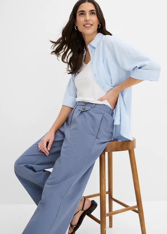Pantalon large &agrave; pinces, bonprix